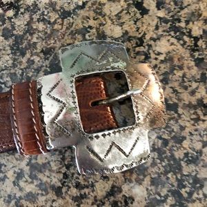 Harolds leather belt with silver crosses.i.
